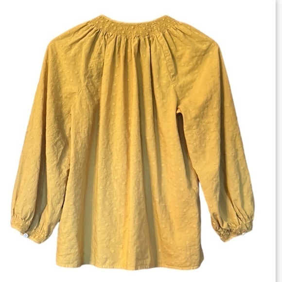 Madewell Floral Embroidered Smocked-Neck Raglan Top XS - Picture 6 of 10